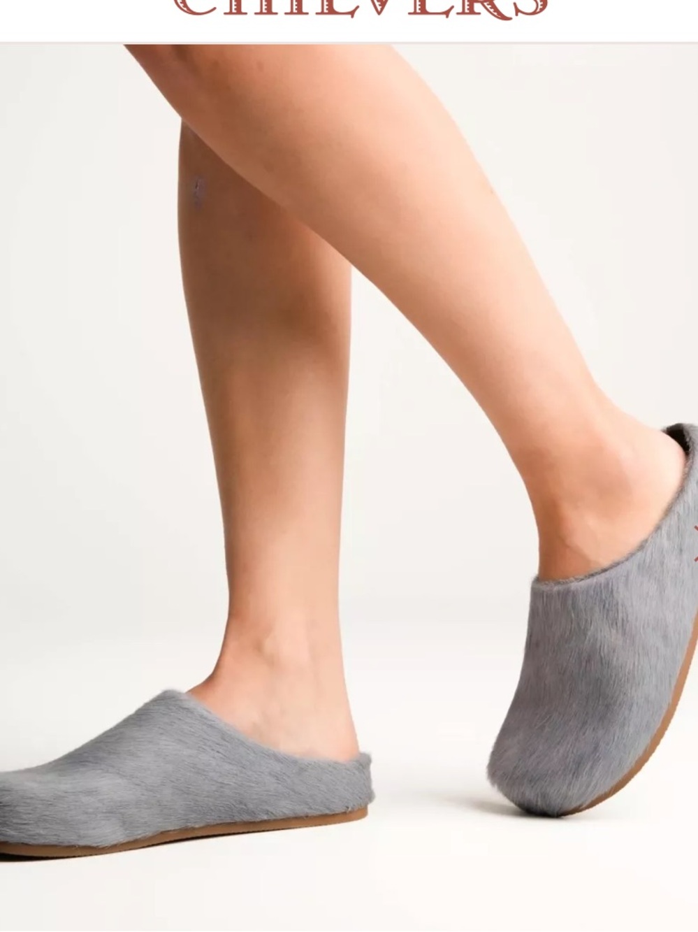 Penelope Chilvers Gray Faux Pony-Hair Mules